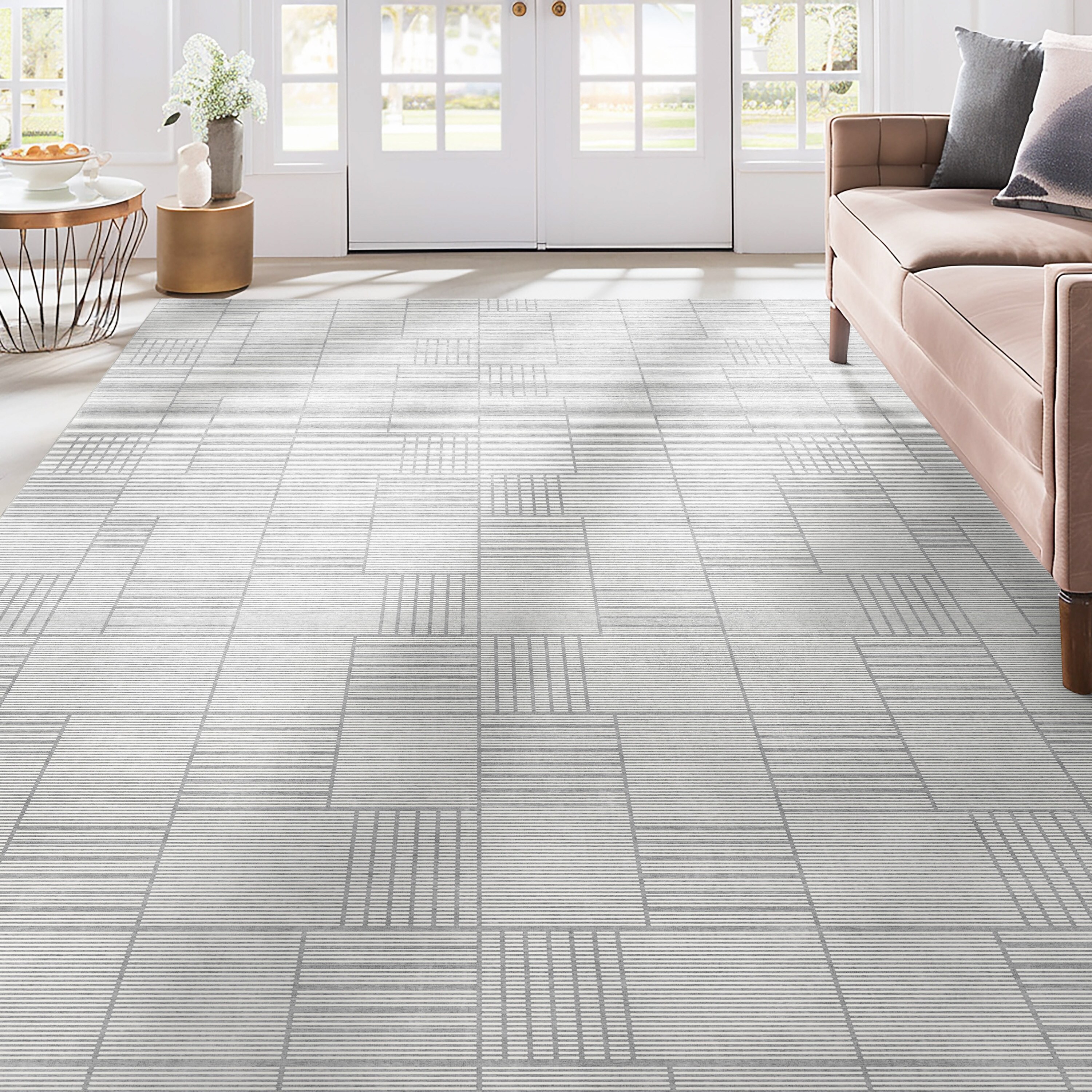 Well Woven W-APE-14A-7 Apollo Elemental 8 x 10 (ft) Polyester Grey Rectangular Indoor Abstract Mid-Century Modern Area rug