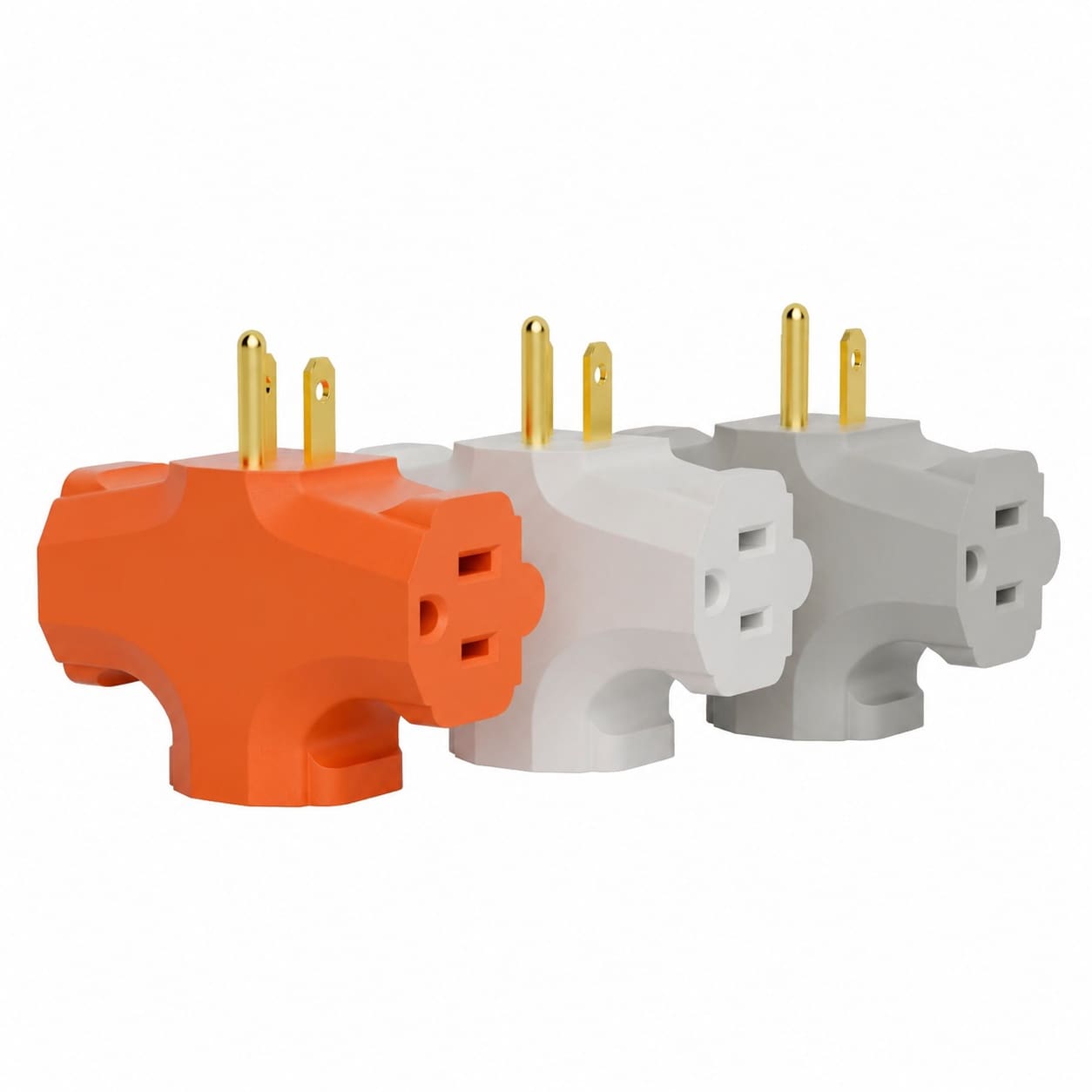 Aoibox  3 Outlet T Shaped Grounded Plug Adapter 3 Pack Heavy Duty 15A 125V 1875W Wall Tap Splitter ETL Listed