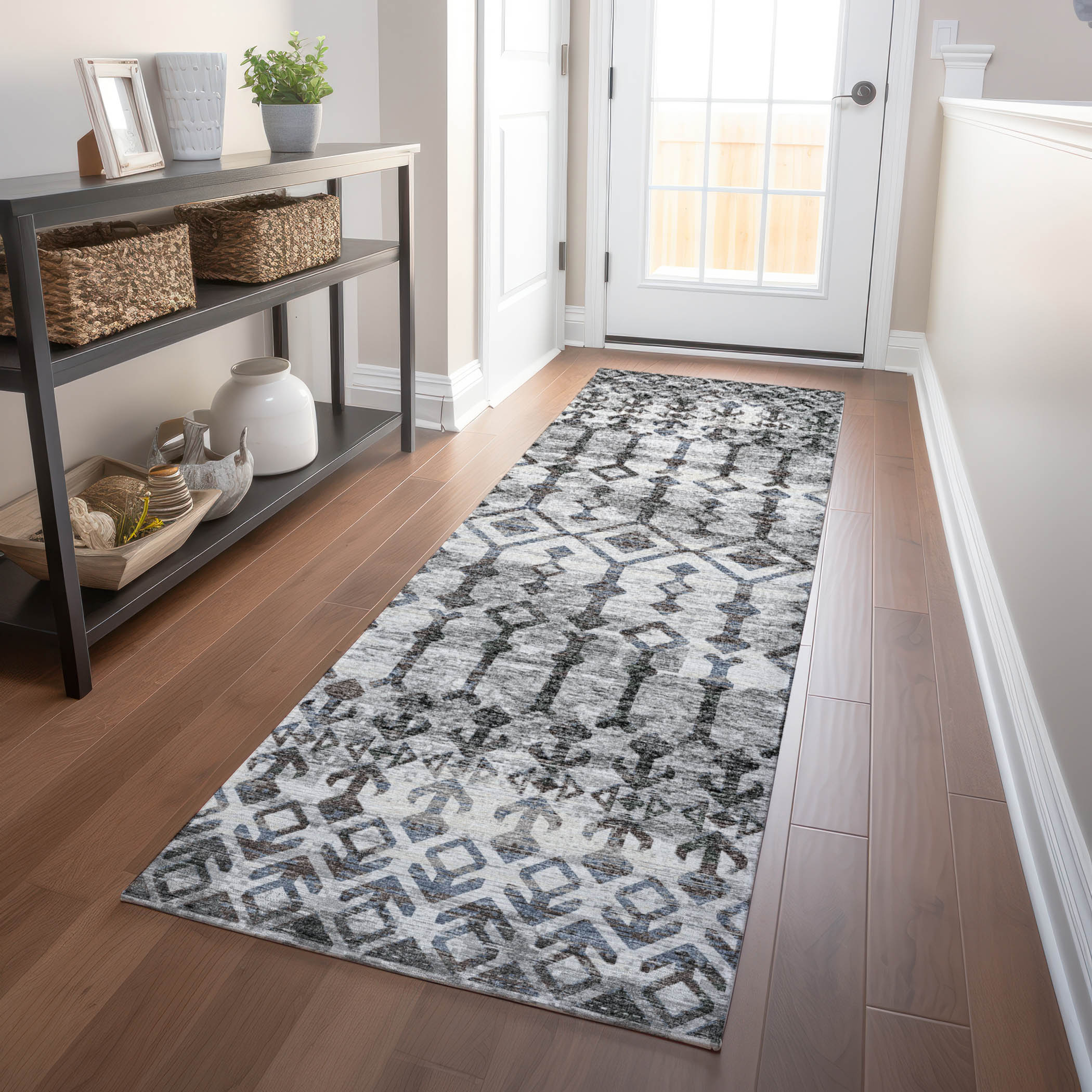 Addison Rugs AMF79AS2X8 Mayfield AMF79AS 2 x 7 (ft) Loomed Polyester Ash Rectangular Indoor Abstract Machine washable Runner rug