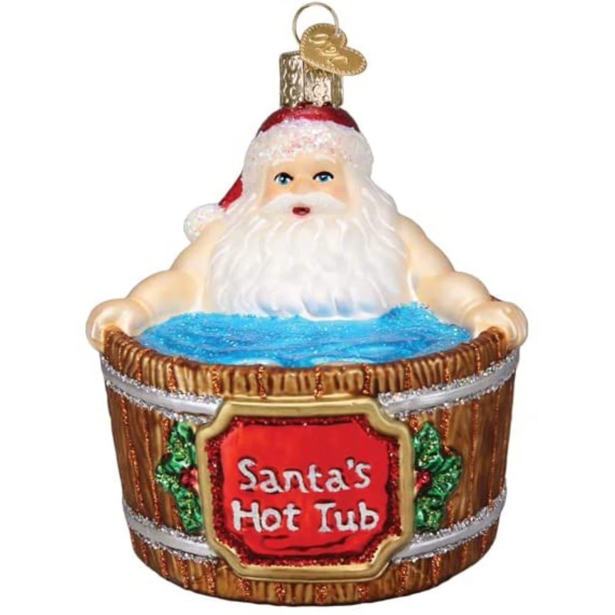 Old World Christmas 729343403308 Blown Glass Ornament for Christmas Tree - Santa's Hot Tub