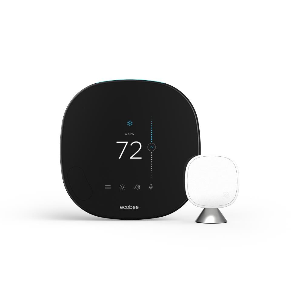 ecobee Smart thermostat with voice control Black Glass Smart Thermostat and  Room Sensor with Wi-Fi Compatibility in the Smart Thermostats department at