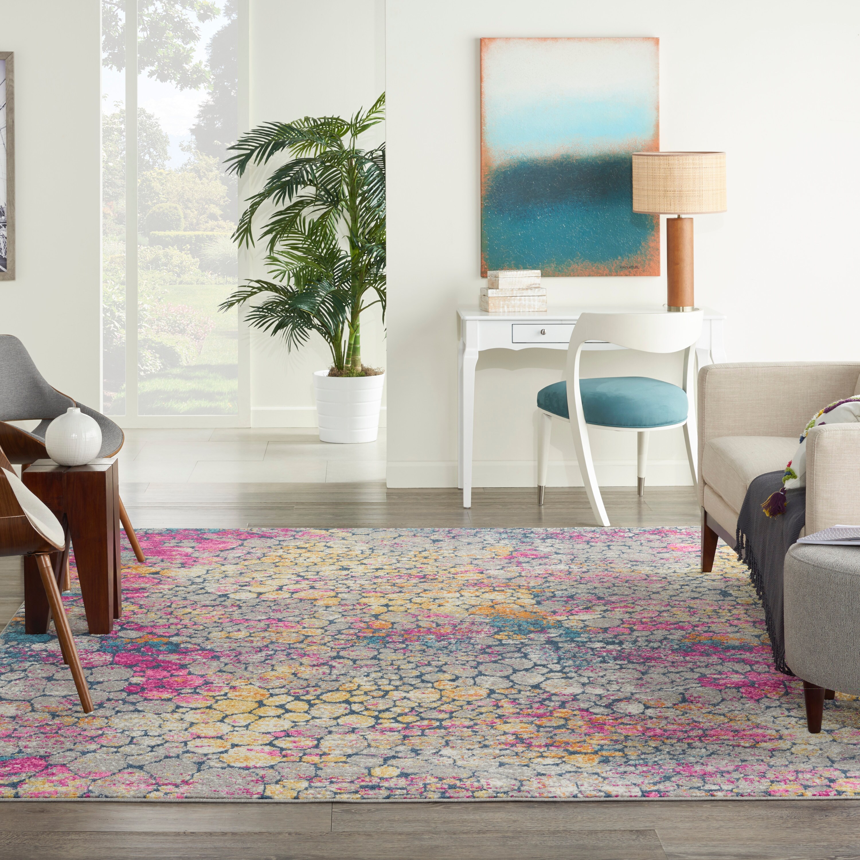 Nourison 99446780058 Passion 8 x 10 (ft) Loomed Polypropylene Yellow multi Rectangular Indoor Area rug