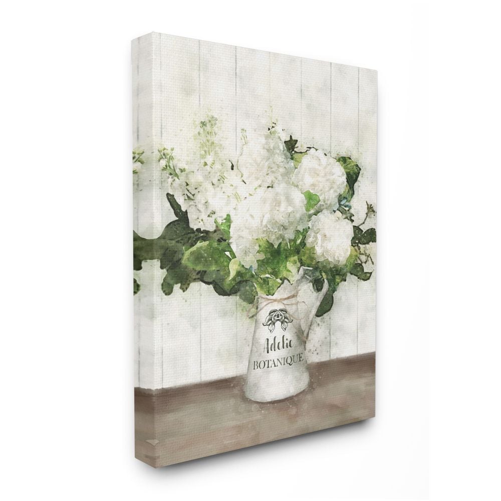 Stupell Industries AB-929-CN-24X30 Farm Fresh White Florals in Antique Milk Pitcher Ziwei Li Gallery Wrapped Canvas 30-in H x 24-in W Floral Canvas Print