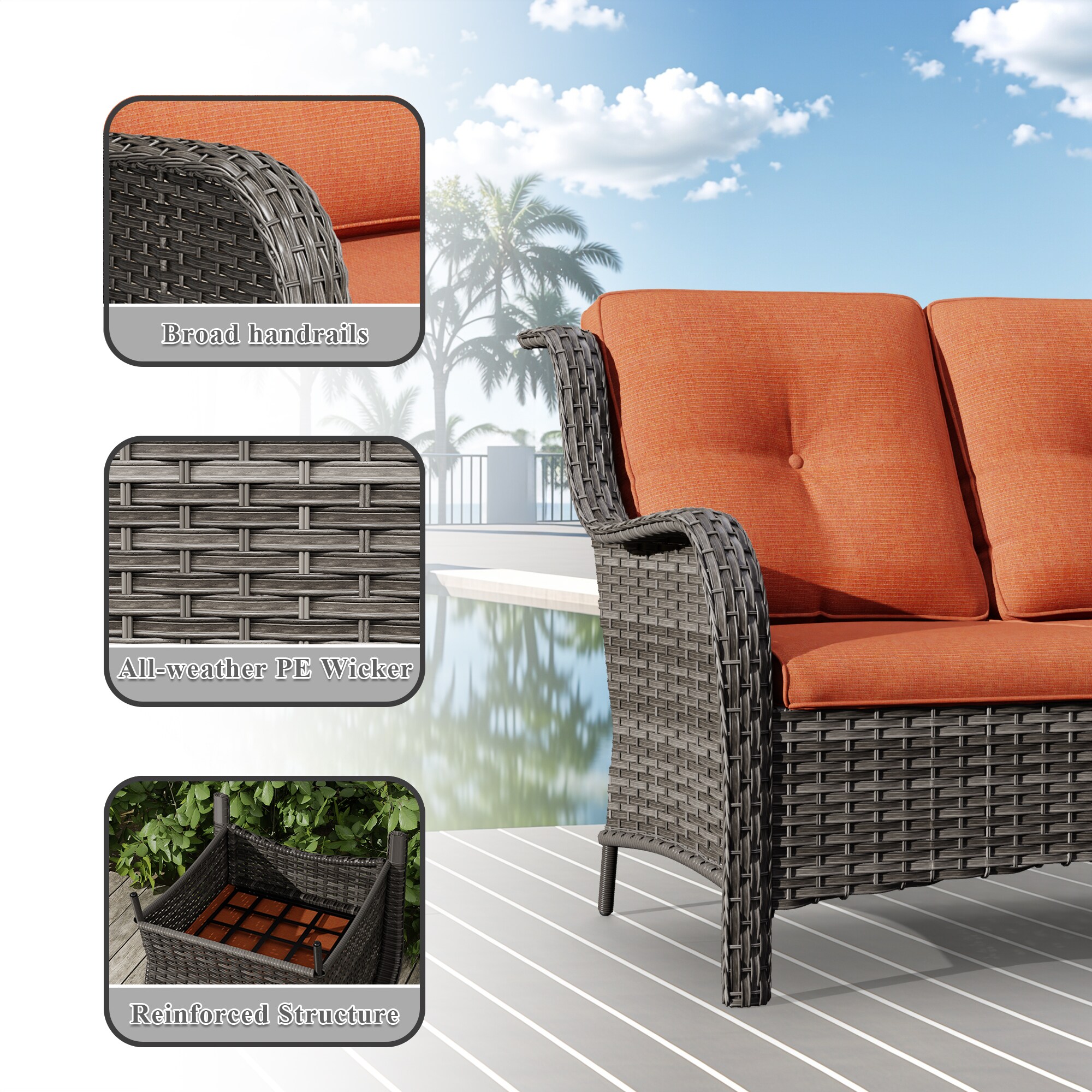 Gardenbee HGL-M75-ORG Patio-Sofas-Daybeds - View #4