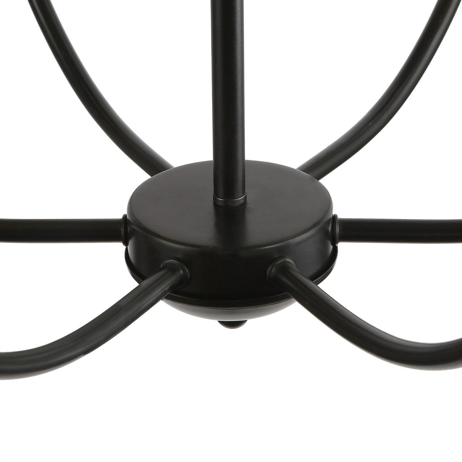 Matte Black Wrought Iron 6-Arm Adjustable Chandelier