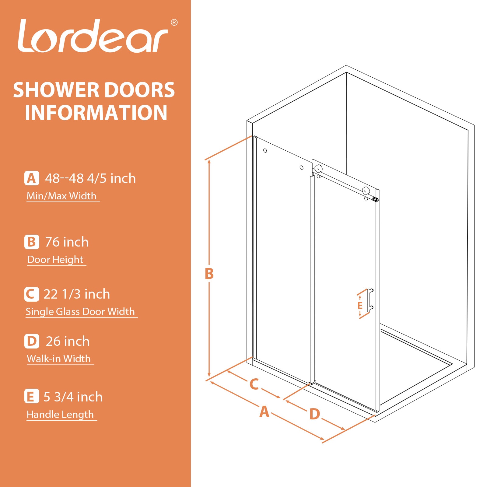 Lordear LD-SEP88BN100 Shower-Doors - View #7
