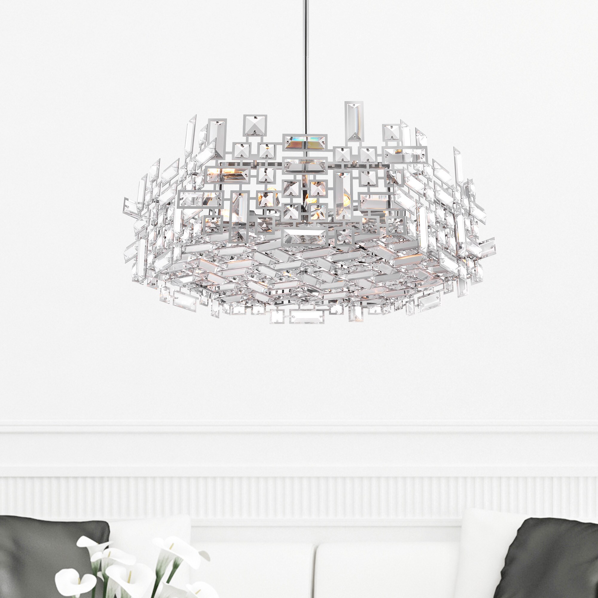 CWI Lighting 5689P24-12-601 Arley 12-Light Chrome Transitional Chandelier