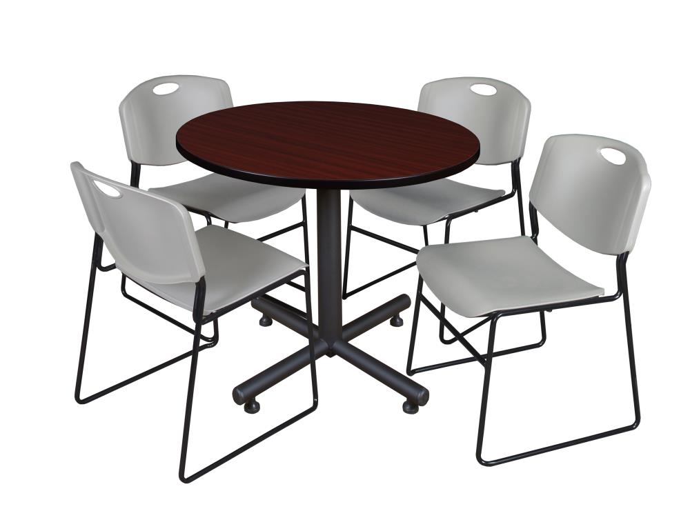 Regency TKB42RNDMH44GY Breakroom Brown 4-Person Training Table (42-in W x 29-in H)