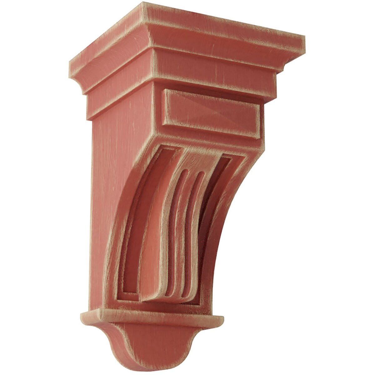 Ekena Millwork CORWD05X05X10RARD 5.5-in x 5.5-in x 10-in Vintage Decor Finished Rubberwood Red Wood Paintable/Stainable Corbel