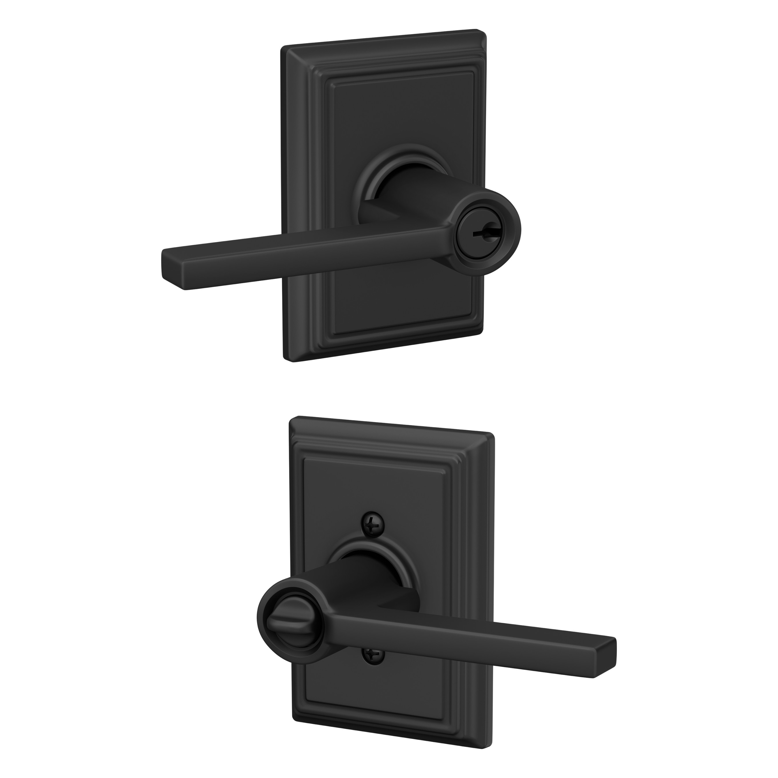 Schlage F51A LAT 622 ADD Latitude-Addison Matte Black Universal Exterior Keyed entry Door Handle