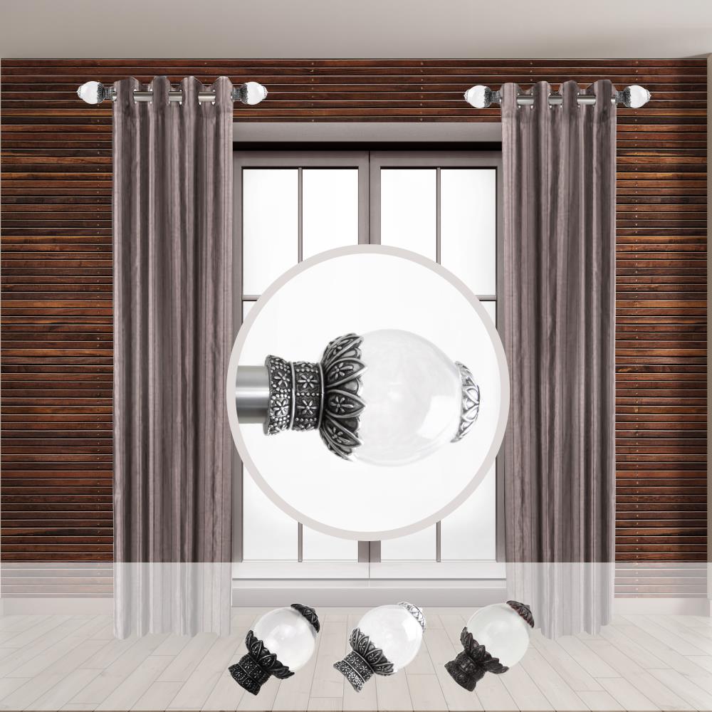 Hart & Harlow LO-SIDE100-11-5 Virginie 1-in 12-in to 20-in Satin Nickel Steel Side curtain rod with Finials