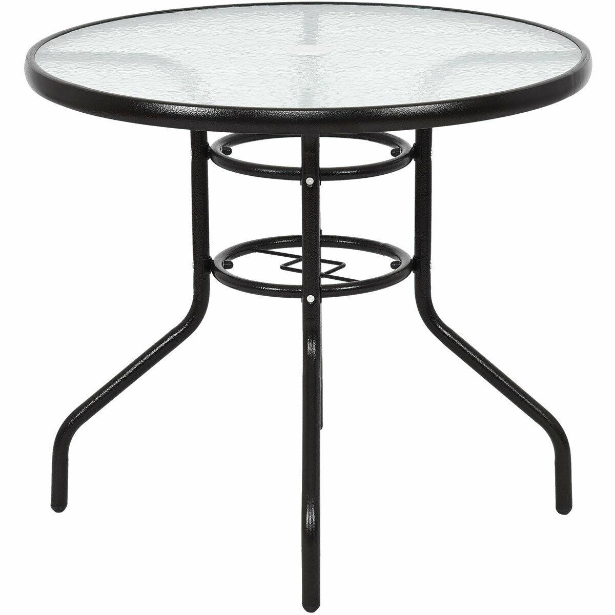 BABOOM BOM-OP3210-CO Patio Tables Round Outdoor Dining 32-in W x 32-in L with Umbrella Hole