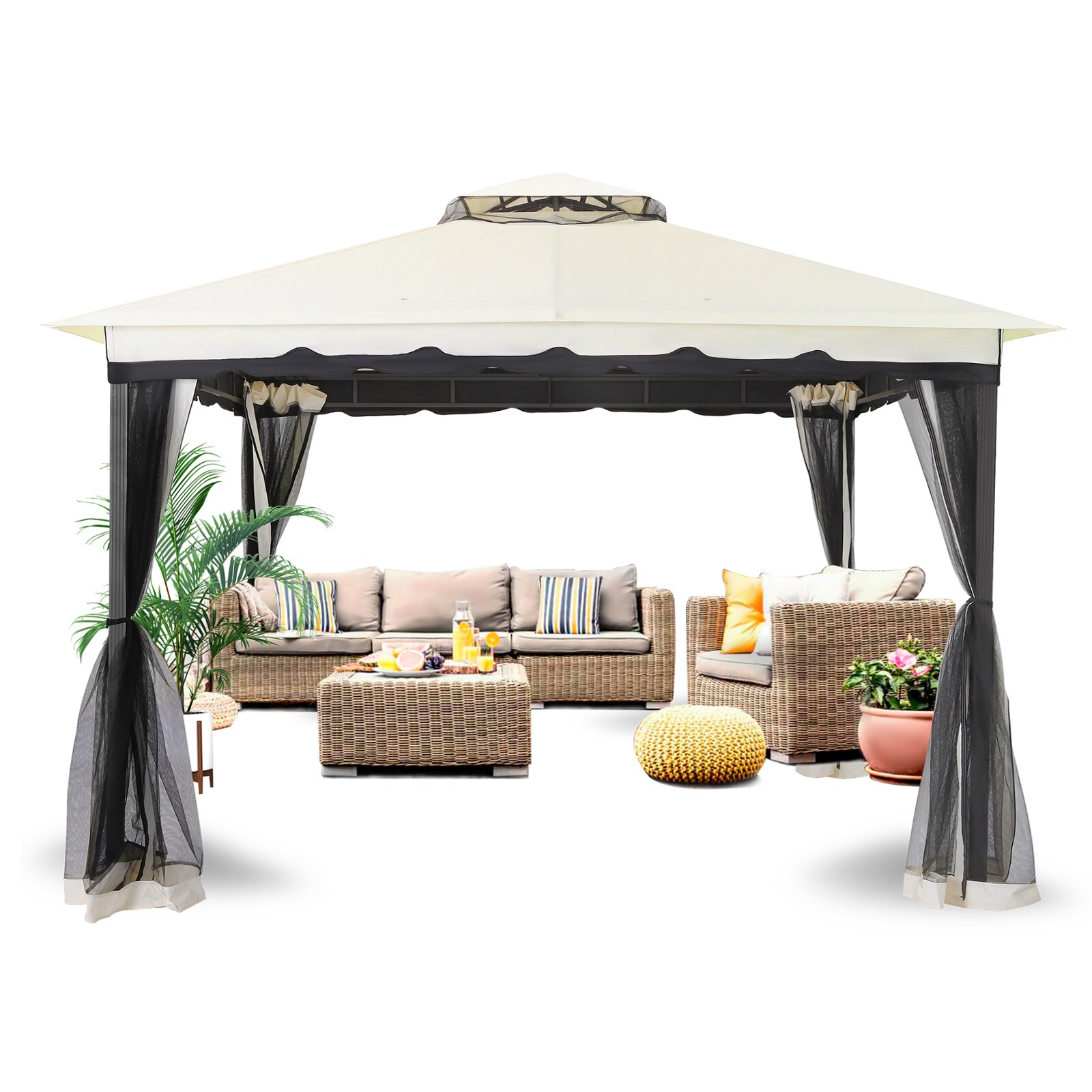 StarEcho ZP02-CREAM Wood-Resin-Gazebos - View #7