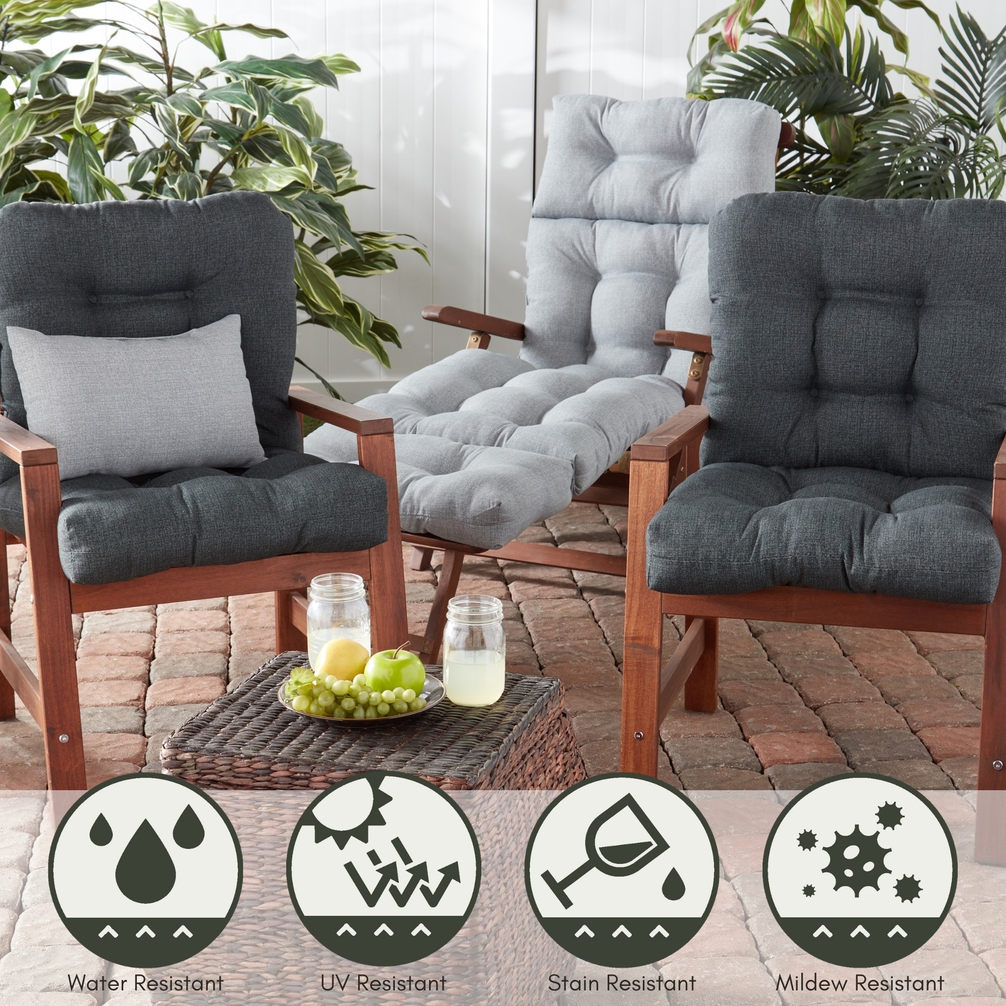 Greendale Home Fashions OC5815-CARBON Patio-Furniture-Cushions - View #6
