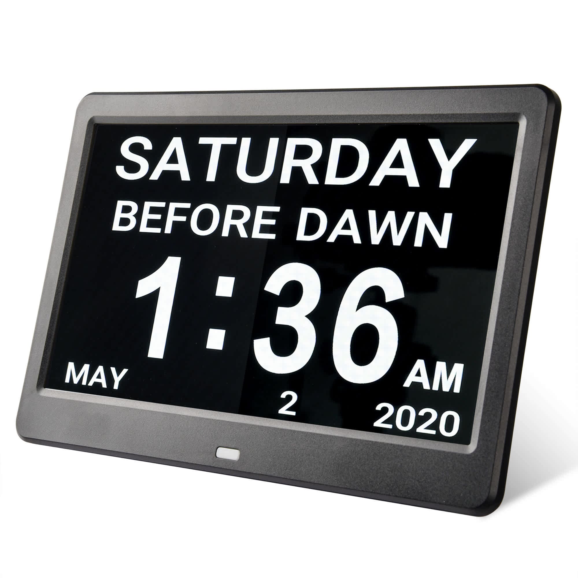 Yescom 06CLK002-10IN-06-LO 10inch Digital Day Clock with Large Display 8 Alarm Calendar Dementia Clock for Elderly Black