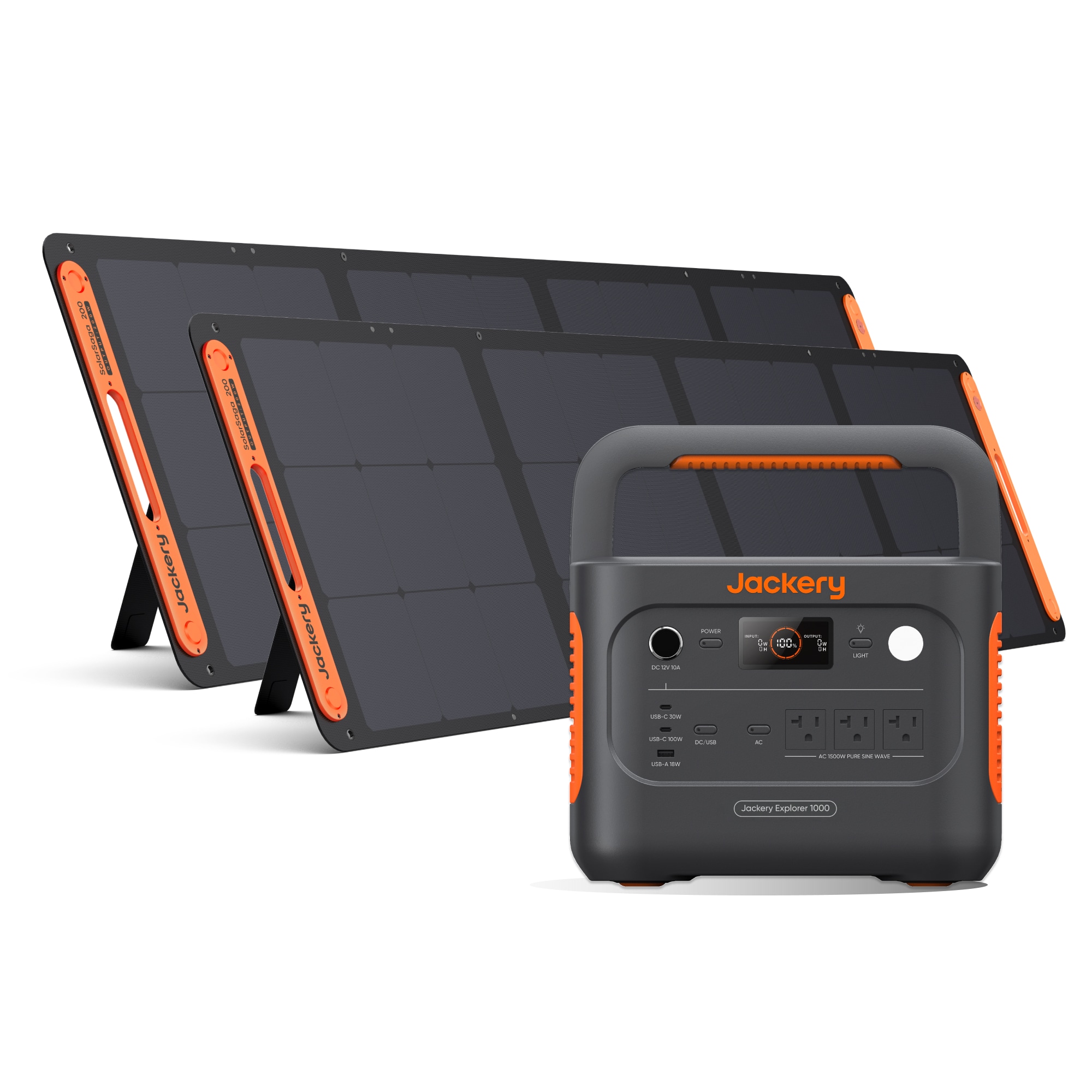 Jackery 60-100020-US00150 Explorer 1000 v2 with 2 pcs 200W Solar Panel 1500 -Watts Portable Power Station 2 Solar Panels Included