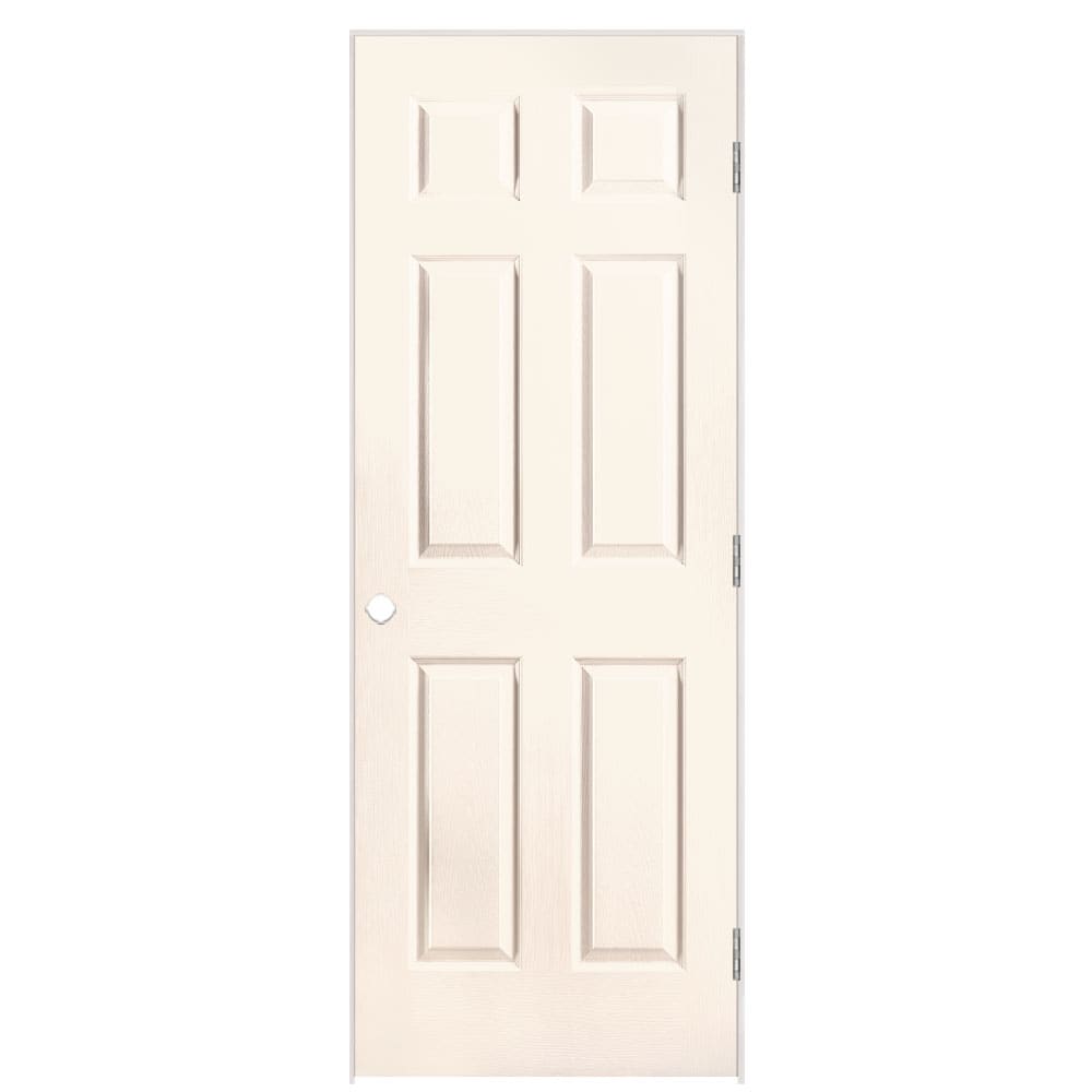 Masonite 1316717 30-in x 80-in Moonglow Hollow core 6-panel Left hand Textured Prefinished Molded composite Flat Jamb Single Prehung Interior Door