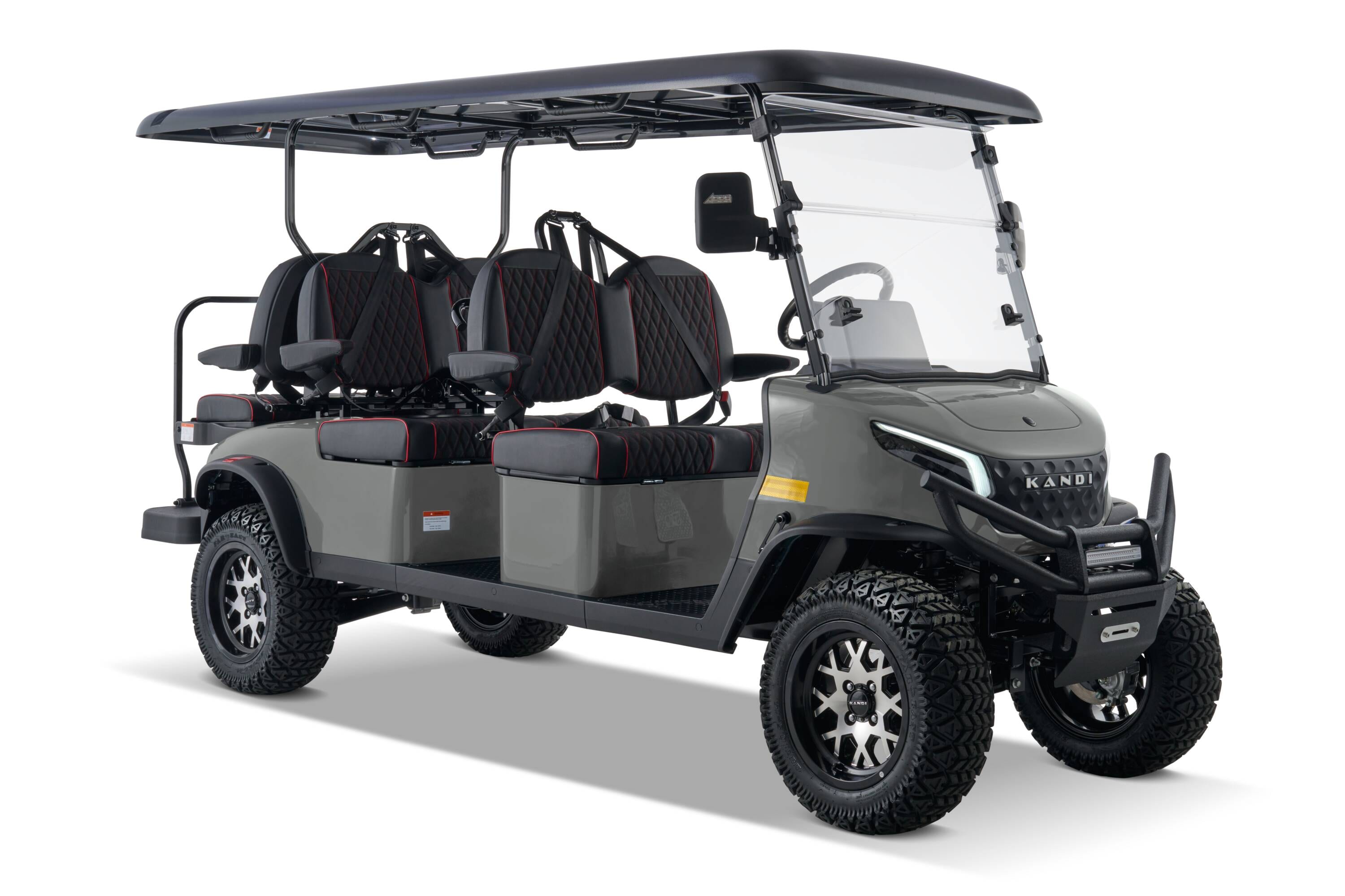 KANDI LOW6PRO-A-L-GY Pro 6 Seat Electric Golf Cart with Lithium Battery, Max 15mph- Gray