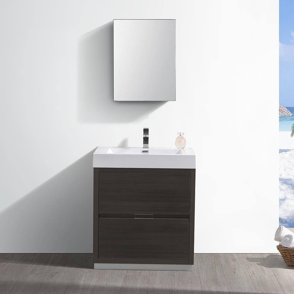 Fresca FVN8430GO Valencia 30-in Gray Oak Single sink Bathroom Vanity with White Acrylic Top