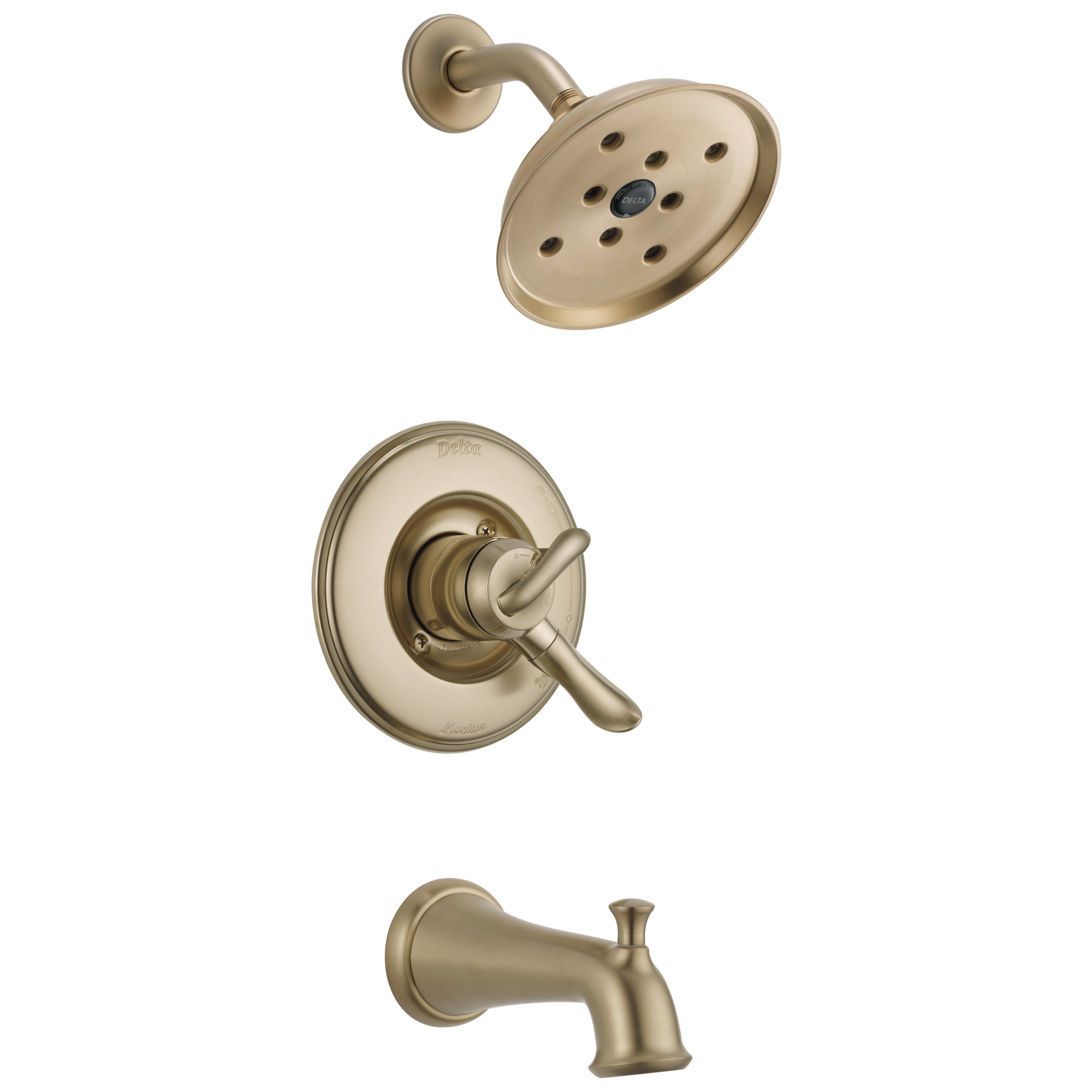 Delta T17494-CZ Linden Champagne Bronze 2-handle Single function 6.1250-Inches Round Bathtub and shower Faucet