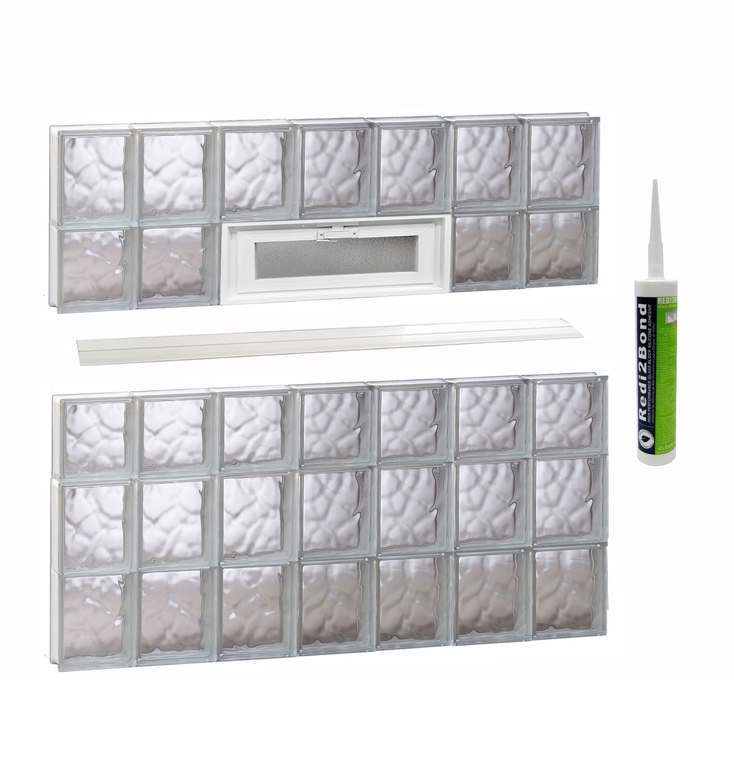 REDI2SET V4236DC Wavy Glass 40-1/4-in x 34-3/4-in Frameless Replacement Vented Glass Block Window