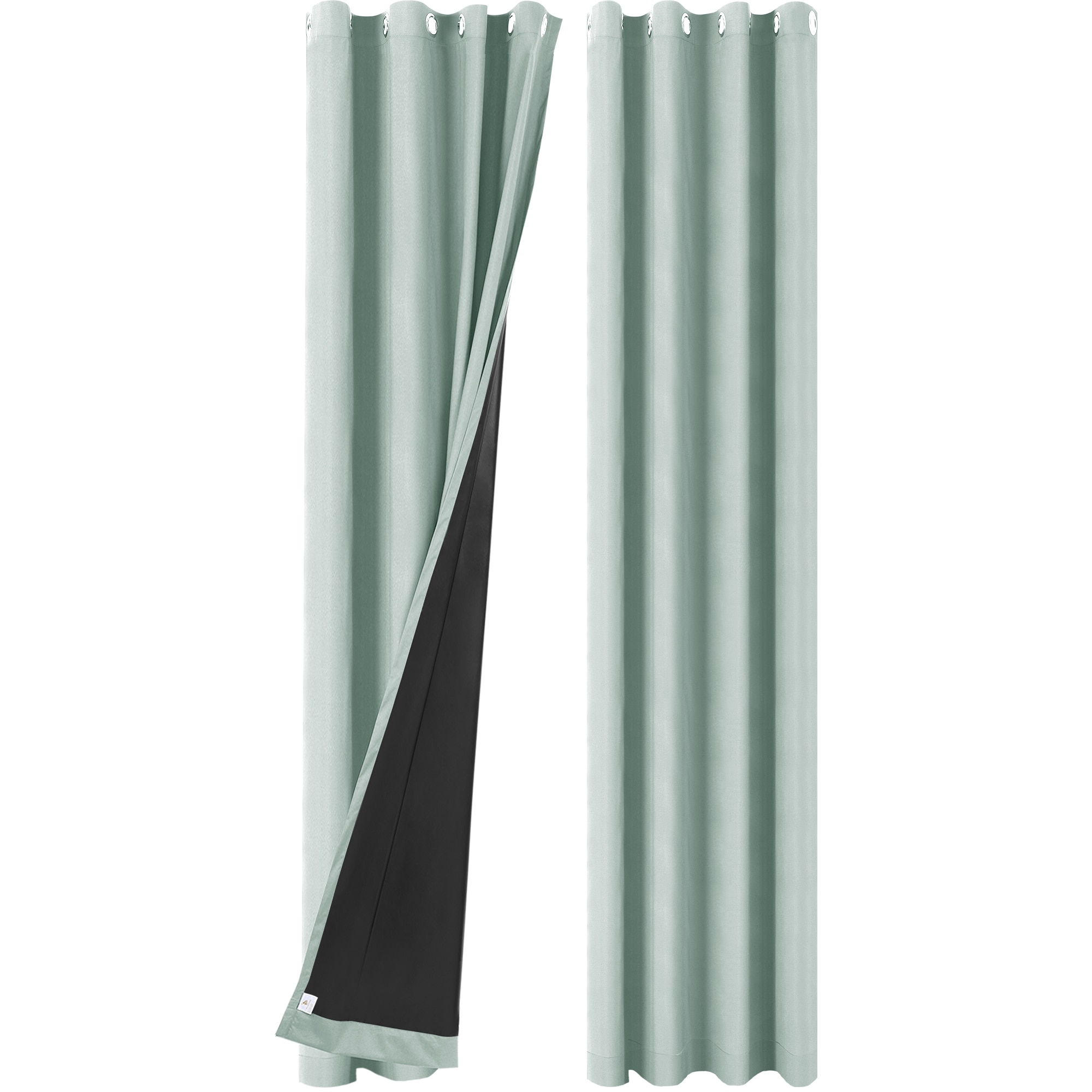 Unique Bargains All Blackout Curtains for Bedroom with Black Liner Double Layers Waterproof Grommet Thermal Insulated Window Curtains 108 Inch Length 2 Panels Set (Light Sage 52 x 108 Inch)
