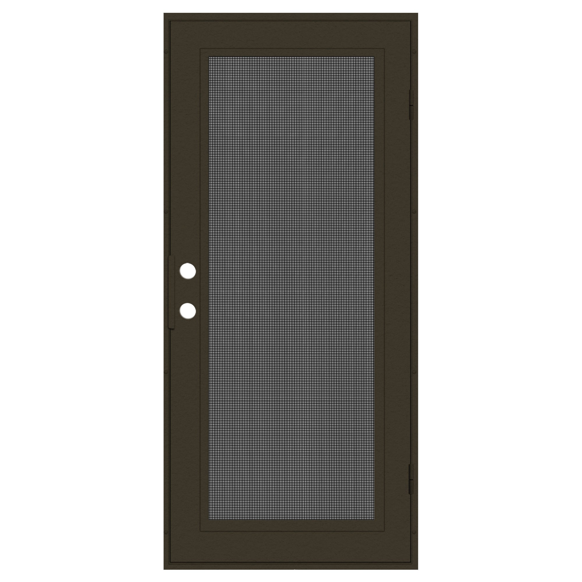 TITAN 3S0000CL1BZ00A Full View Premium Aluminum Security Door 30-in x 80-in Bronze Aluminum Surface mount Left-hand outswing Security Door with Black Screen and Double bore