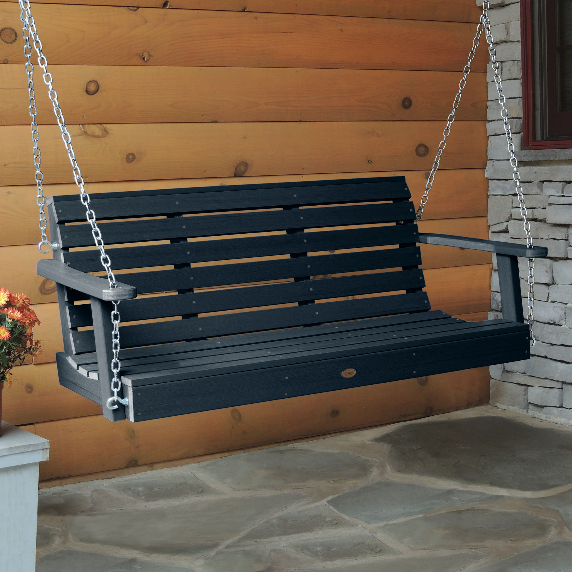 highwood AD-PORW1-FBE The Weatherly 3 -person Federal Blue Recycled plastic Outdoor Swing