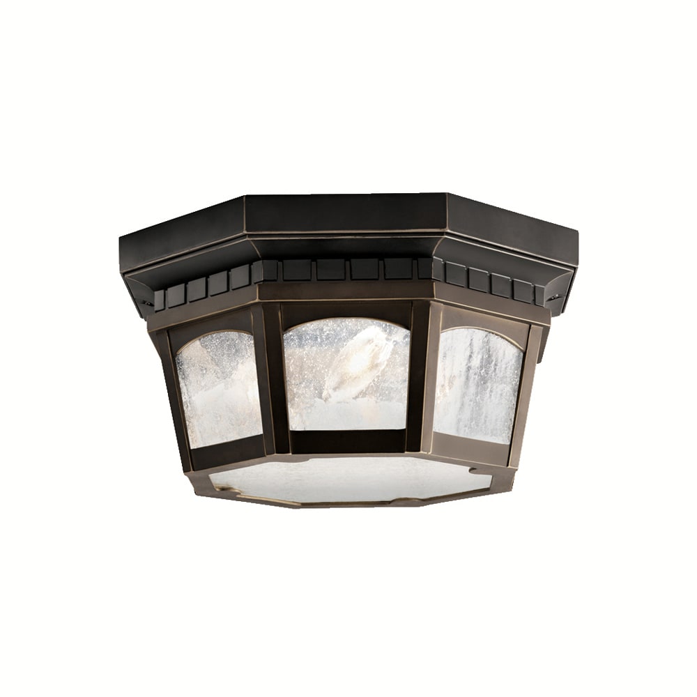 Kichler 9538RZ Courtyard 1 -Light 12.25-in Oil rubbed Bronze Indoor/Outdoor Flush Mount Light