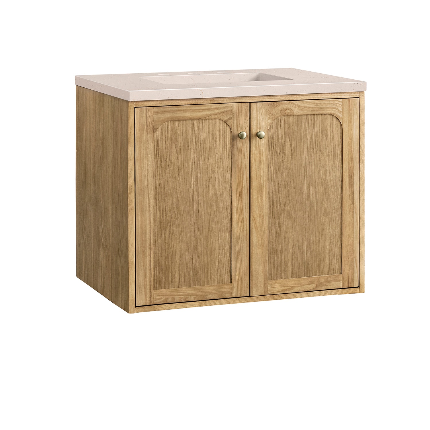 Laurent 30" Light Natural Oak Wall-Mount Single Vanity with Eternal Marfil Top