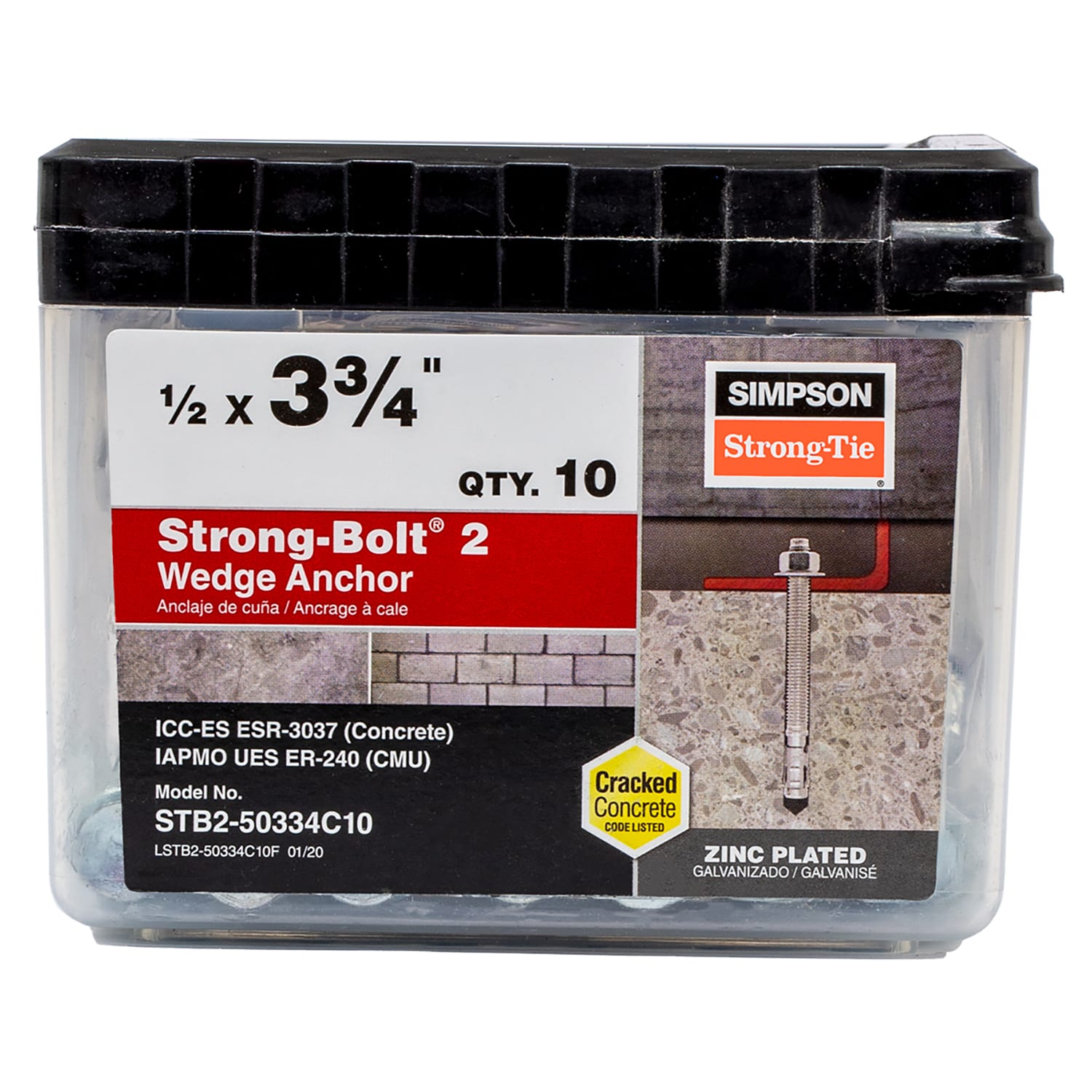 Simpson Strong-Tie STB2-50334C10 1/2-in x 3-3/4-in Concrete Wedge Anchors 10 -Pack