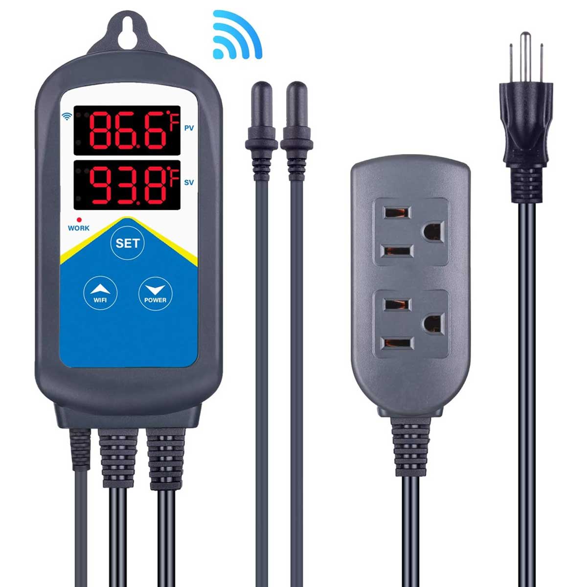 Aoibox WiFi Aquarium Temperature Controller with Dual Probes for Heater Control 120V 1200W Thermostat for Aquarium Breeding Reptiles Hatching #LABAQ110914