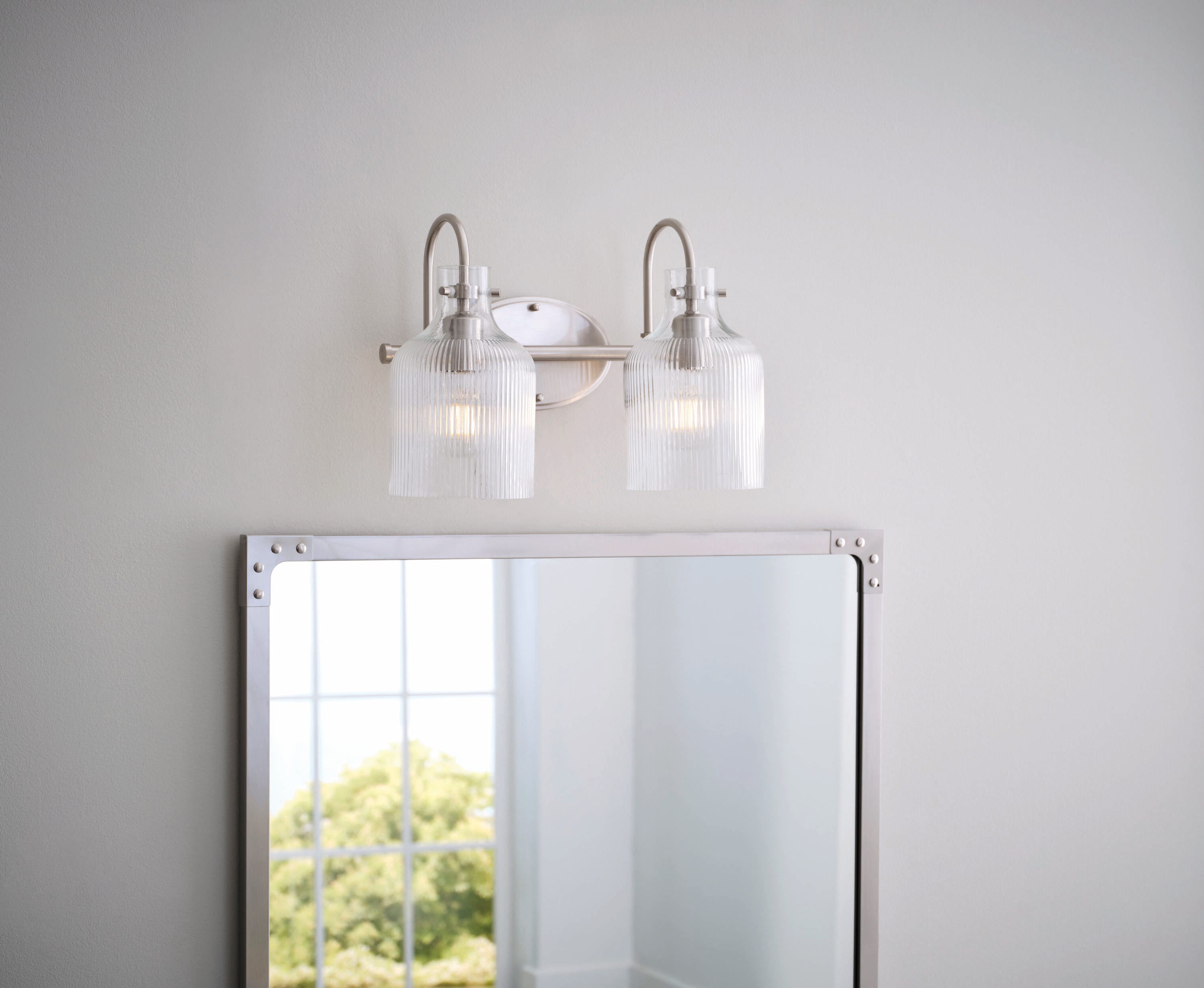 allen + roth Littleton 14.87-in 2 -Light Brushed Nickel Traditional Vanity light