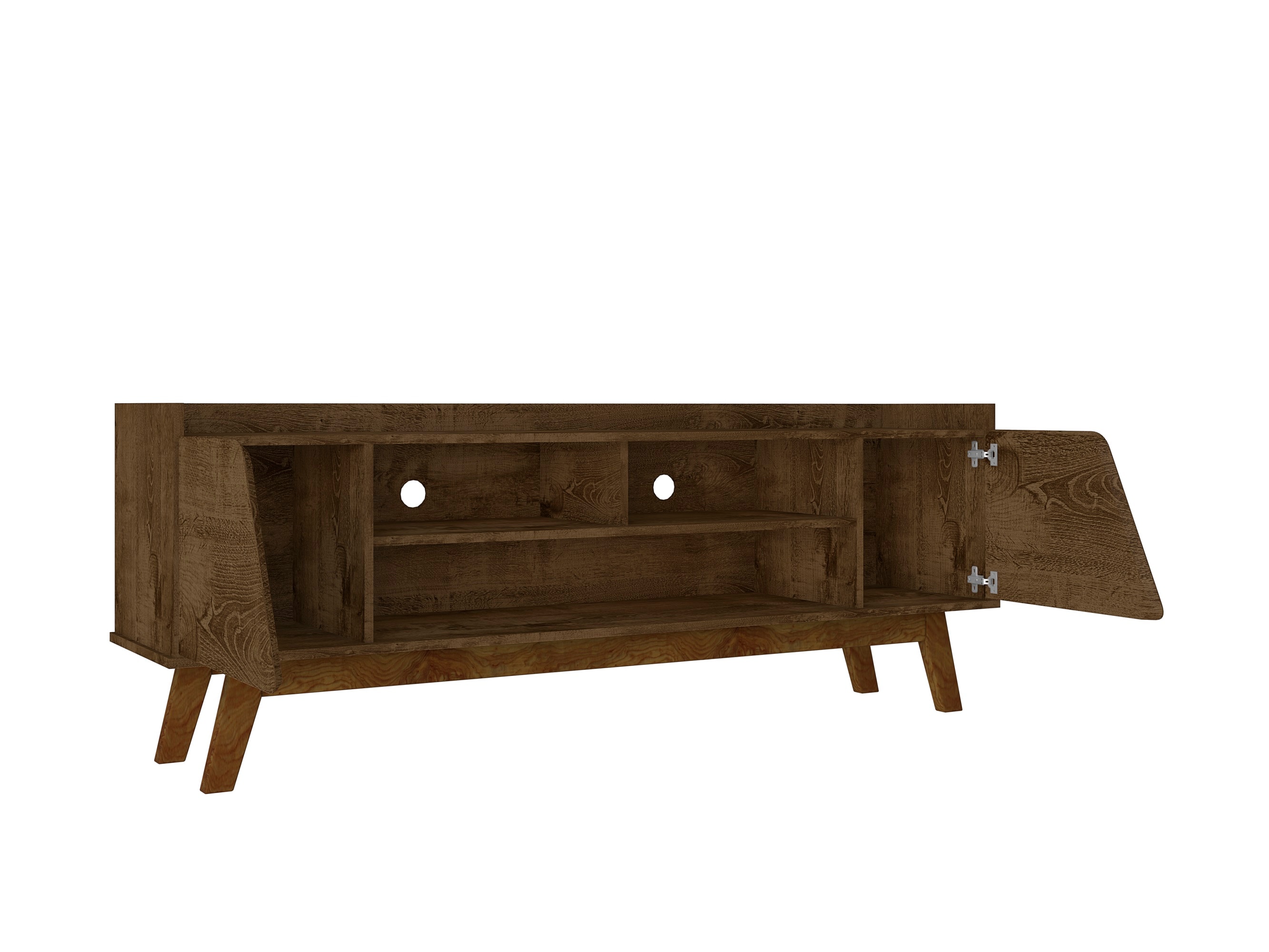 Marcus Rustic Brown Mid-Century Modern TV Stand with Cabinet