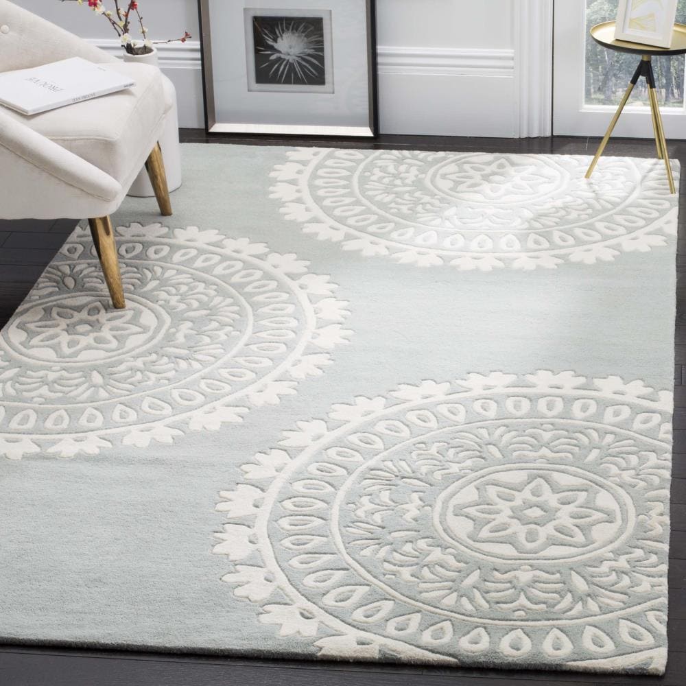 Bella Gray and Ivory Hand-Tufted Wool Square Area Rug