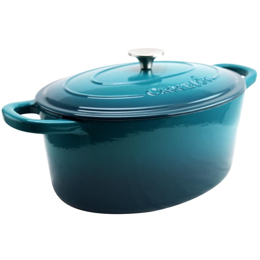 Crock Pot Artisan Enameled Round Cast Iron 10 Skillet Teal Ombre