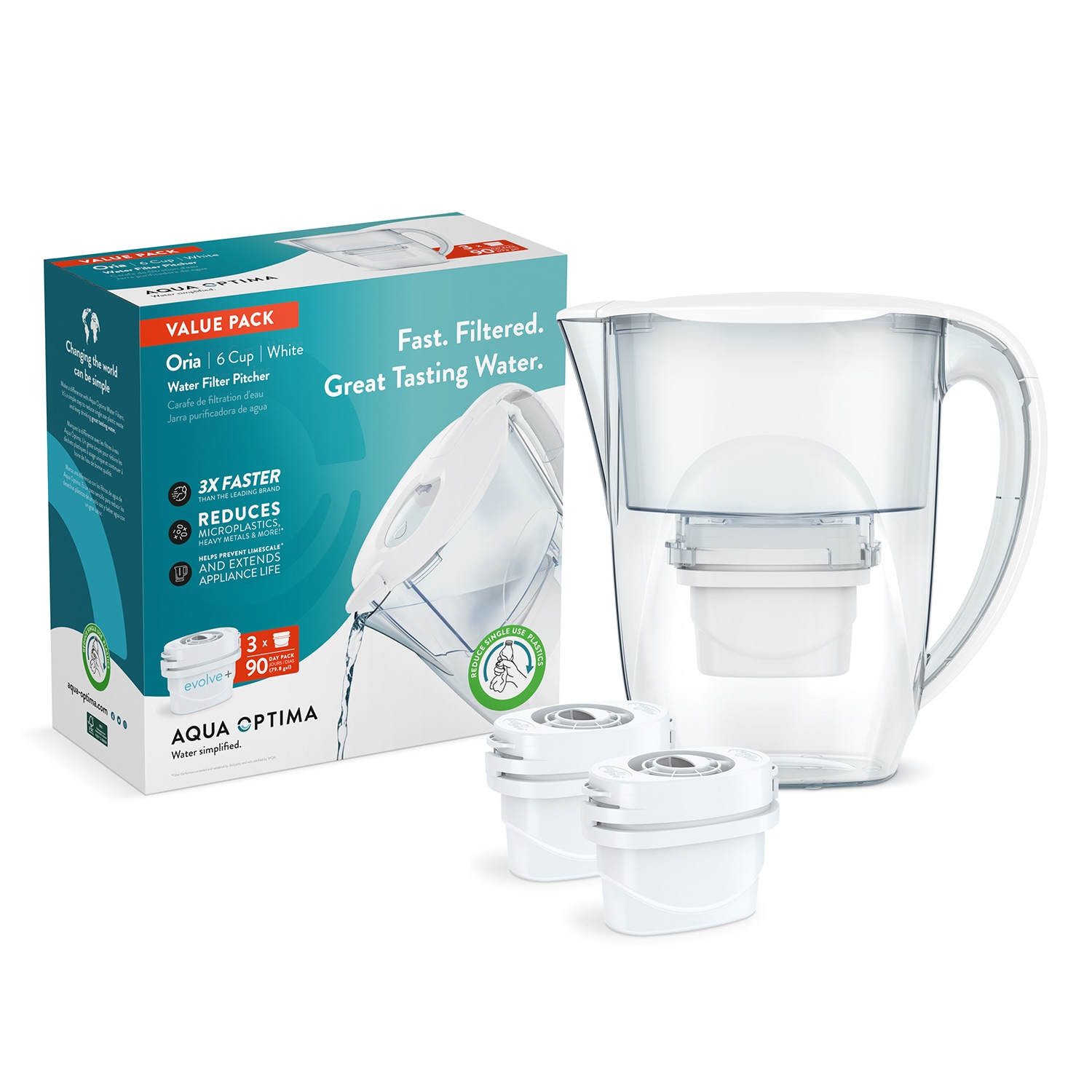 AQUA OPTIMA PJ0619 6-Cup Clear Plastic Water filter pitcher