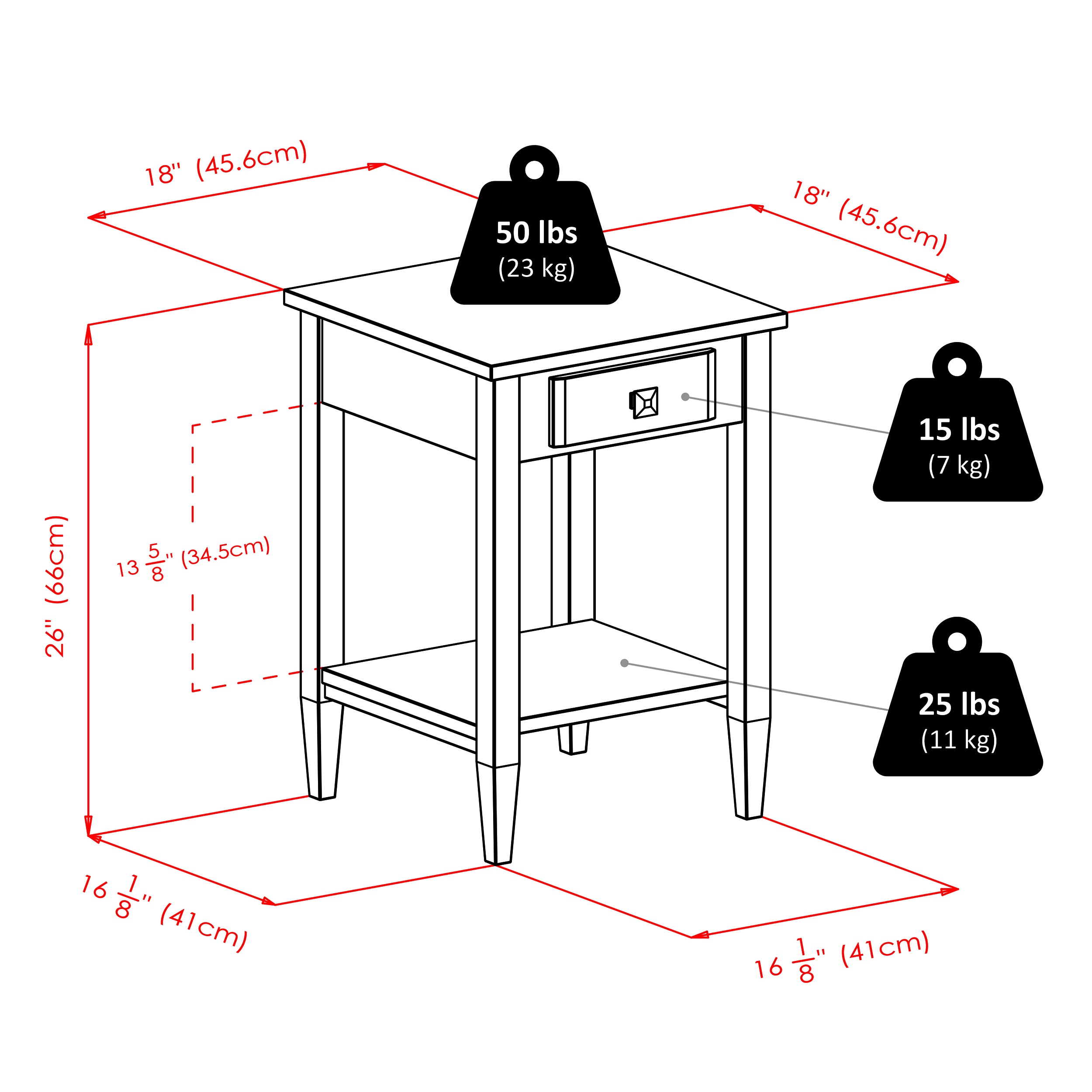 Winsome Wood Richmond 17.95-in W x 25.98-in H Walnut Wood End Table with  Storage Assembly Required in the End Tables department at Lowes.com