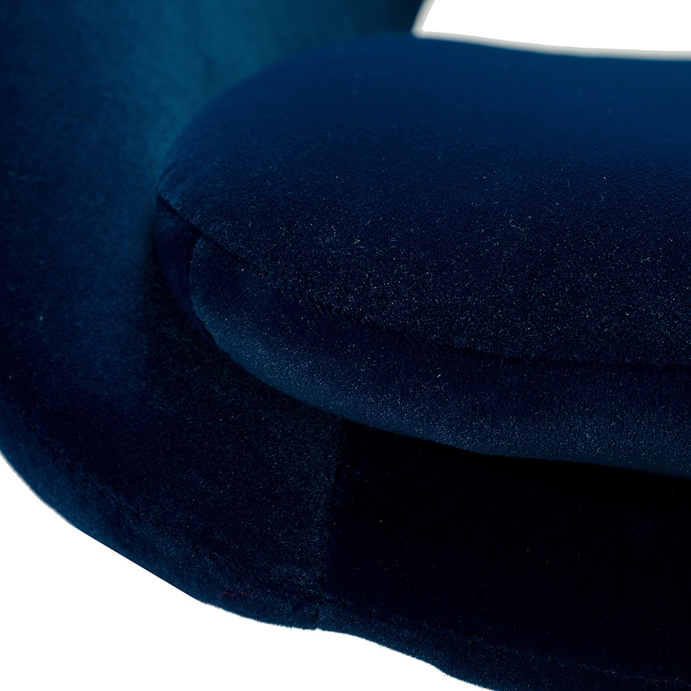 Ergonomic Navy Velvet Swivel Task Chair with Gold Metal Base