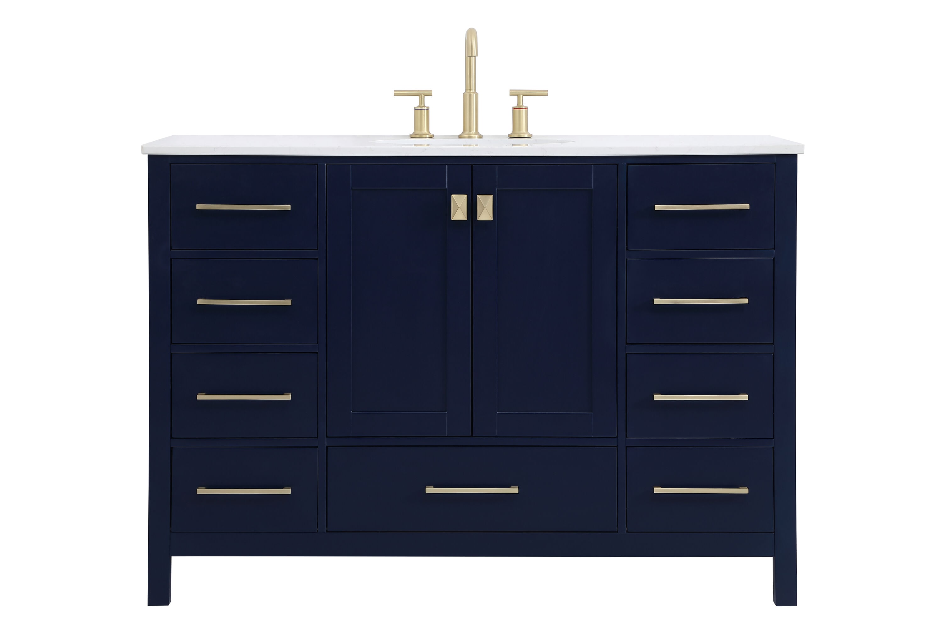Elegant Decor FI56448BL First Impressions 48-in Blue Undermount Single sink Bathroom Vanity with Calacatta Quartz Engineered stone Top