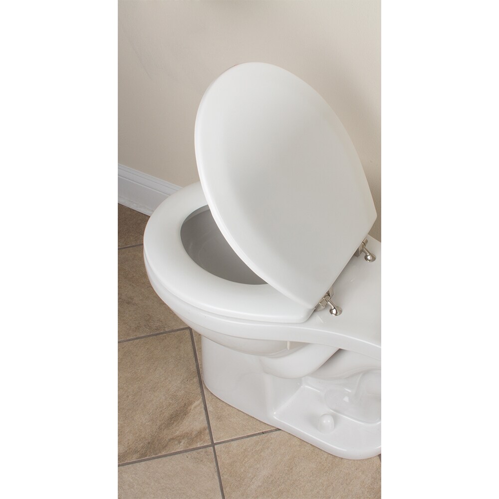 Project Source Wood White Round Toilet Seat at