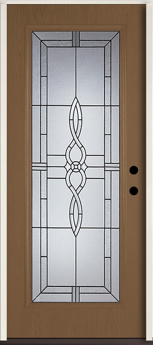 RELIABILT LO841604 Calista 36-in x 80-in x 4-9/16-in Fiberglass Full lite Left-hand inswing Woodhaven Stained Prehung Front Door Insulating core