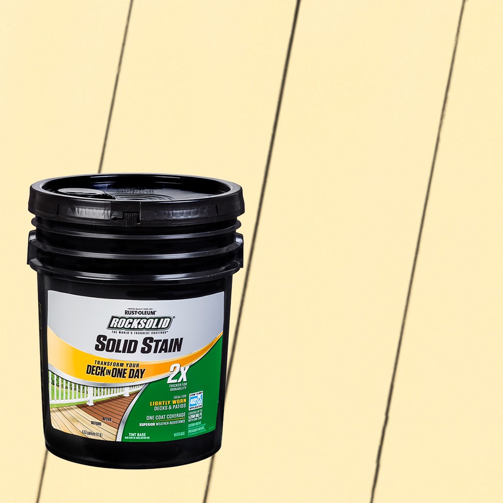 Rust-Oleum 319830T RockSolid 2X Solid Stain Pre-Tinted Parchment Solid Exterior Wood Stain and Sealer in One ( 5-gallon )