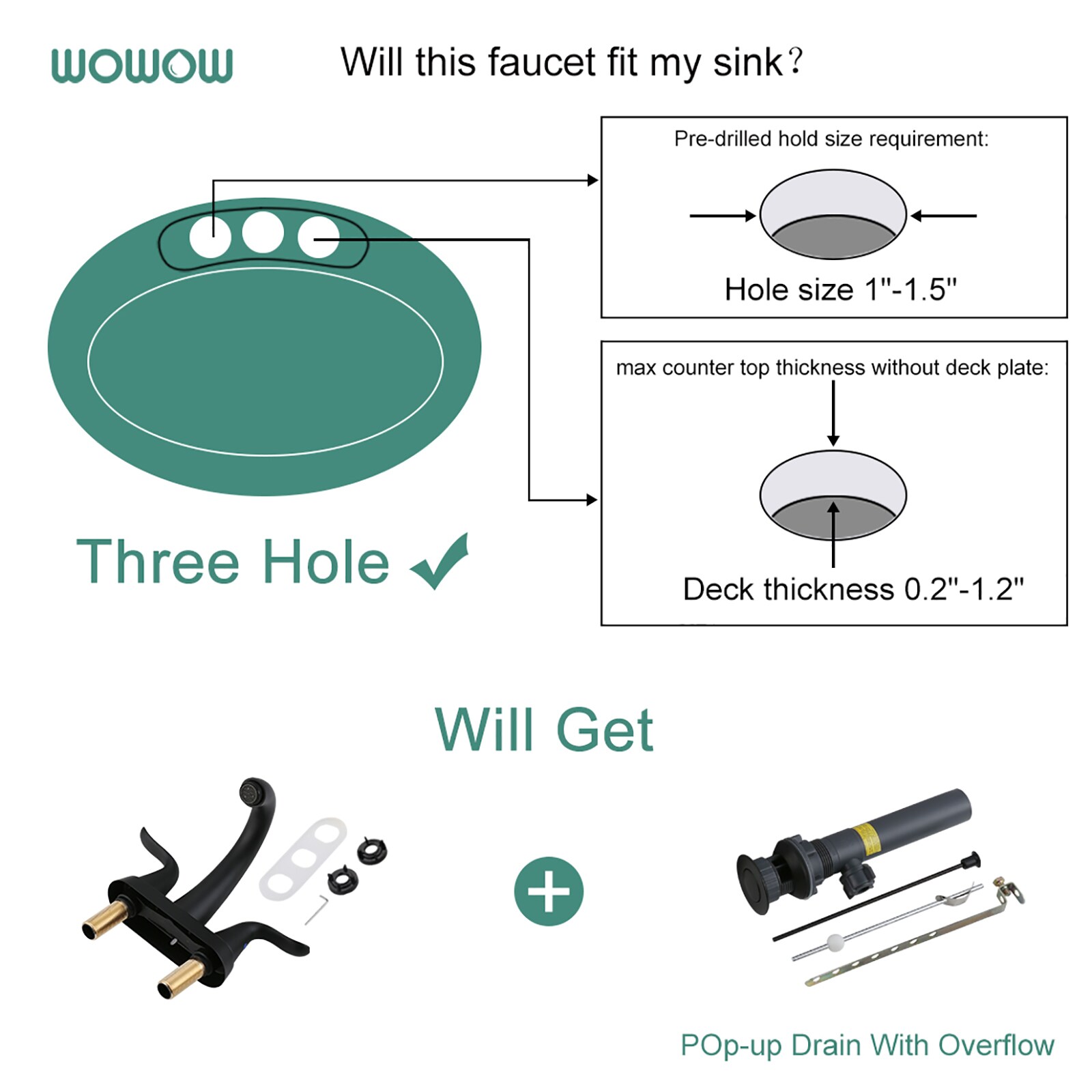 WOWOW 2321200B-LW Lavatory-Faucets - View #5