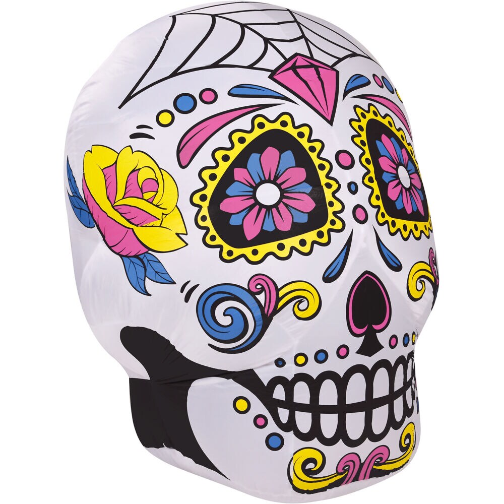 Haunted Hill Farm 6-ft Pre-Lit Day of the Dead Sugar Skull Inflatable ...