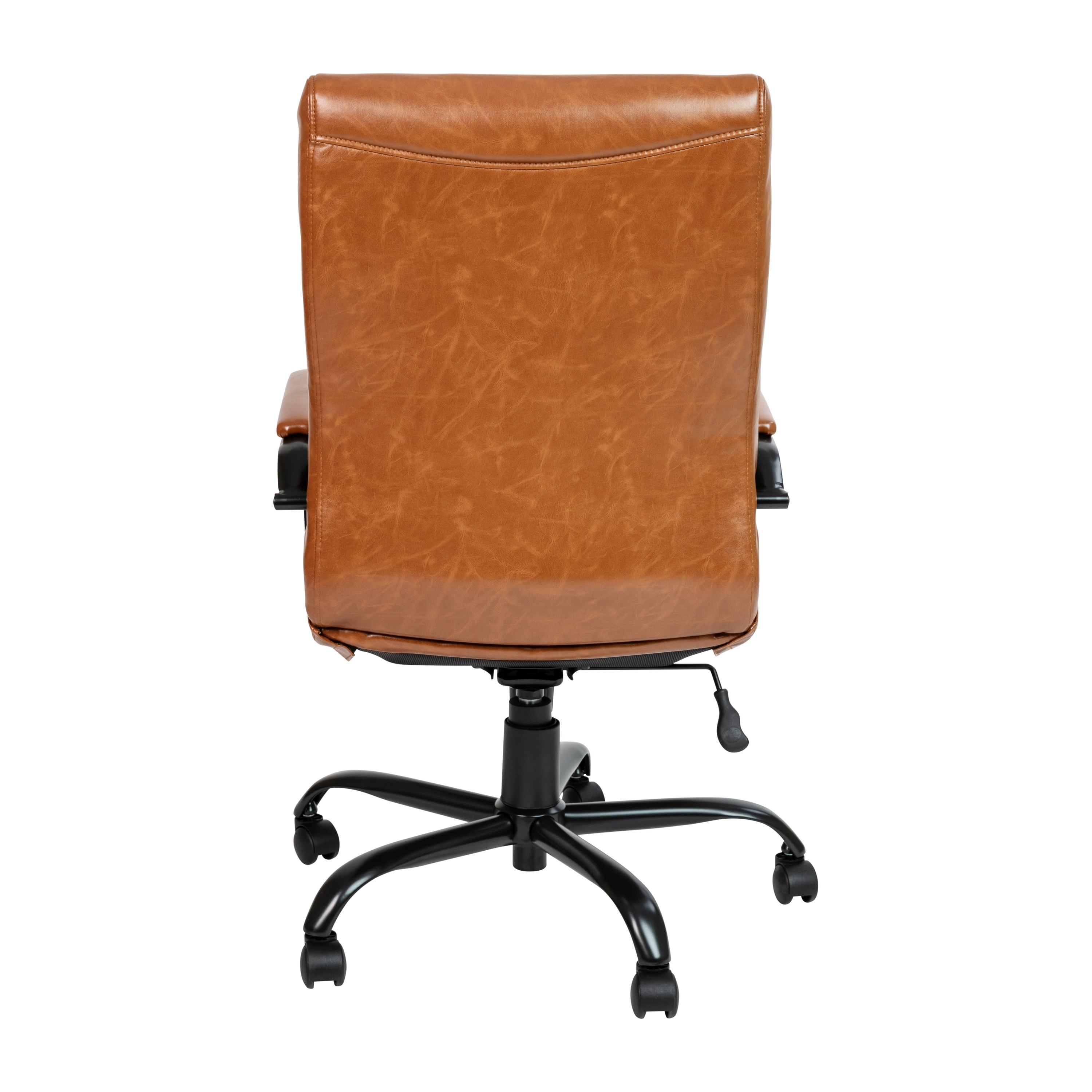 Brown LeatherSoft High-Back Executive Swivel Office Chair with Metal Frame