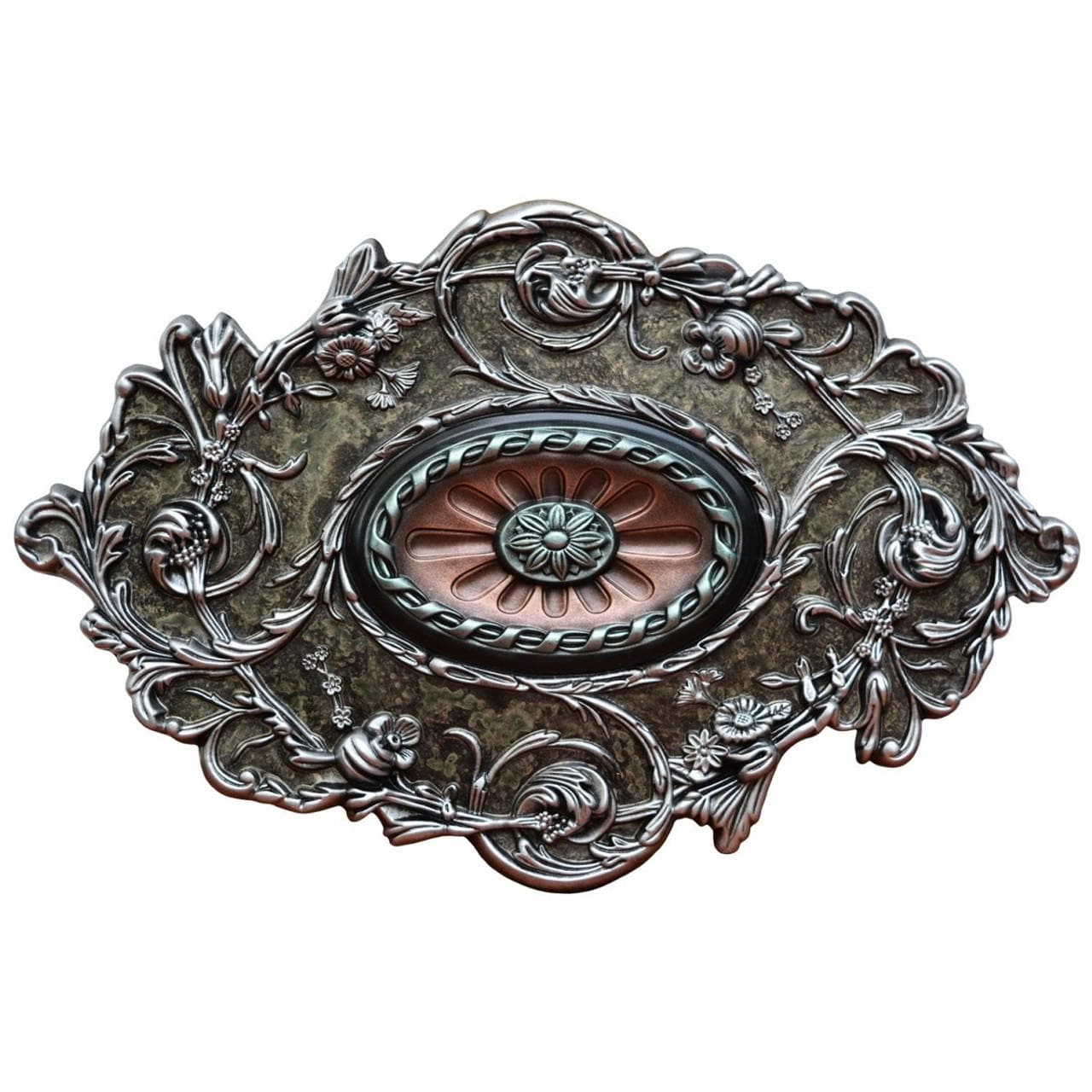 From Plain to Beautiful in Hours CCMF-094-3-INT-LL Silver Diamond 20-Inches W x 30.5-Inches L Architectural Painted Silver, Ivy, Teal, Copper Penny Polyurethane Whole Ceiling Medallion