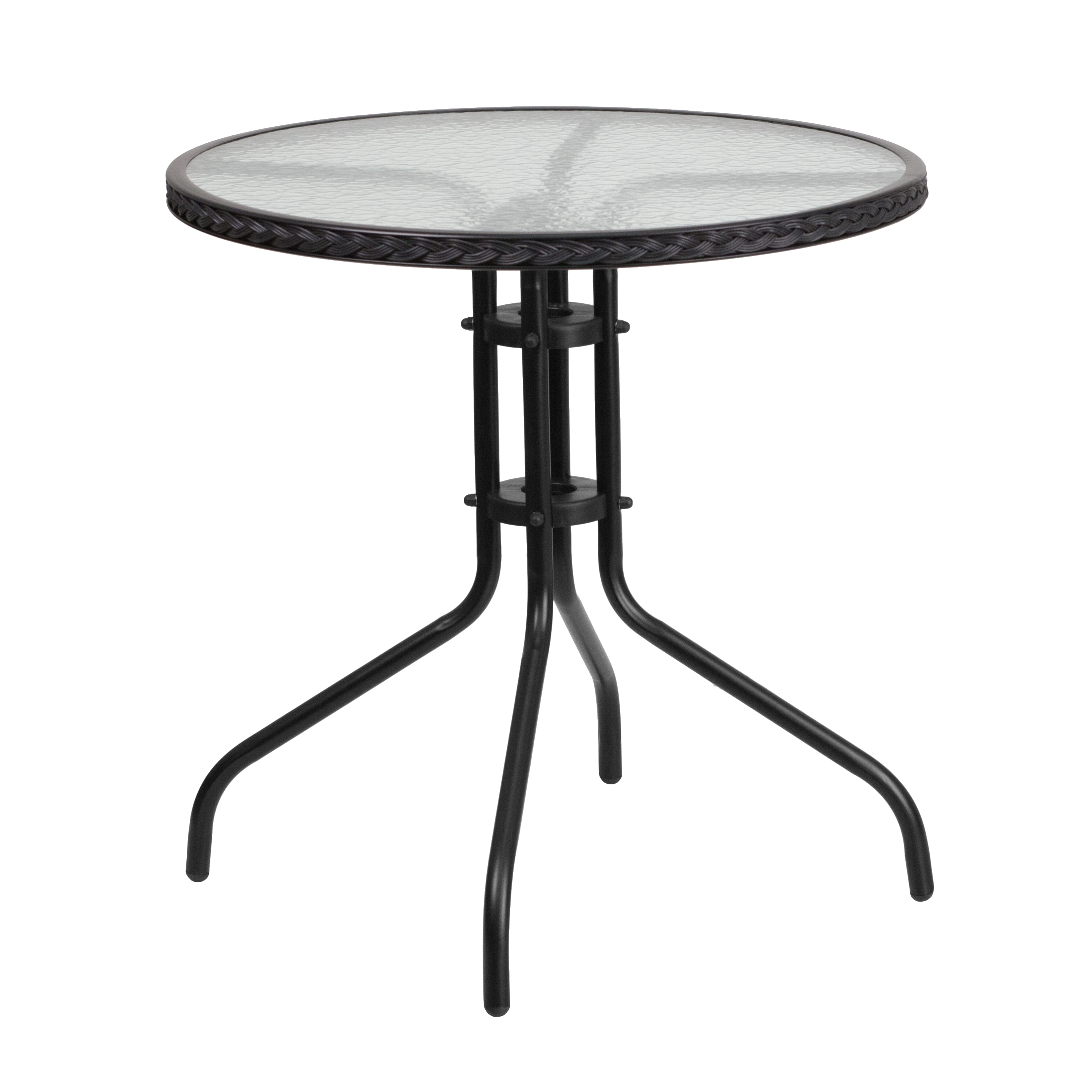 Flash Furniture 889142043805 Barker Round Rattan Outdoor Dining Table 28.75-in W x 28.75-in L