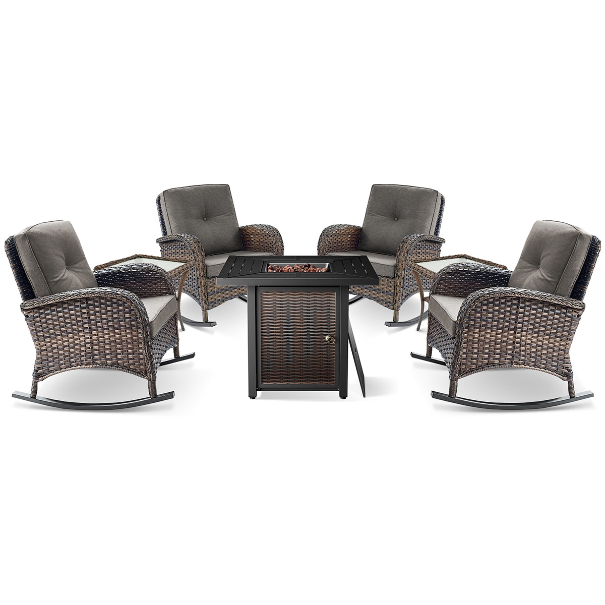 Rilyson FS086X2001-3 KEY WEST 7 -Piece Woven Patio Conversation Set with Gray Cushions