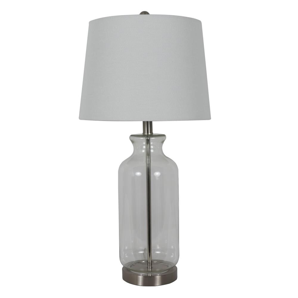 Decor Therapy TL20408 26.75-in Clear 3-Way Table Lamp with Linen Shade